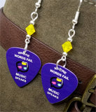 Where Words Fail Music Speaks Guitar Pick Earrings with Yellow Opal Swarovski Crystals