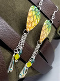 Pineapple Guitar Pick Earrings with Flip Flop Charm and Swarovski Crystal Dangles