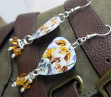 Bunny and Hamster Selfie Guitar Pick Earrings with Topaz Swarovski Crystal Dangles