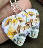 Bunny and Hamster Selfie Guitar Pick Earrings