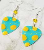 Lemon Guitar Pick Earrings with Yellow Swarovski Crystals