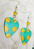 Lemon Guitar Pick Earrings with Yellow Swarovski Crystals