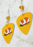 Guinea Pig Guitar Pick Earrings with Topaz Swarovski Crystals
