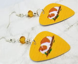 Guinea Pig Guitar Pick Earrings with Topaz Swarovski Crystals