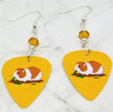 Guinea Pig Guitar Pick Earrings with Topaz Swarovski Crystals