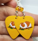 Guinea Pig Guitar Pick Earrings with Topaz Swarovski Crystals