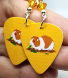 Guinea Pig Guitar Pick Earrings with Topaz Swarovski Crystals