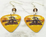 Outlaw Skeleton Guitar Pick Earrings with Brown Swarovski Crystals