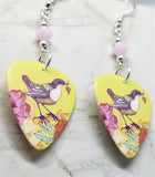 Song Bird Guitar Pick Earrings with Rose Alabaster Swarovski Crystals