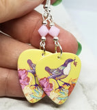 Song Bird Guitar Pick Earrings with Rose Alabaster Swarovski Crystals