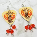 Giraffe Guitar Pick Earrings with Hyacinth Swarovski Crystal Dangles