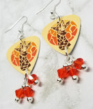 Giraffe Guitar Pick Earrings with Hyacinth Swarovski Crystal Dangles