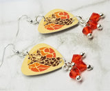 Giraffe Guitar Pick Earrings with Hyacinth Swarovski Crystal Dangles