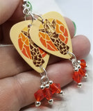 Giraffe Guitar Pick Earrings with Hyacinth Swarovski Crystal Dangles