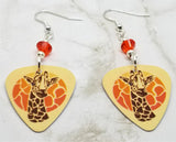 Giraffe Guitar Pick Earrings with Hyacinth Swarovski Crystals