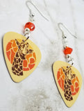 Giraffe Guitar Pick Earrings with Hyacinth Swarovski Crystals