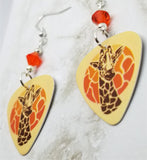 Giraffe Guitar Pick Earrings with Hyacinth Swarovski Crystals