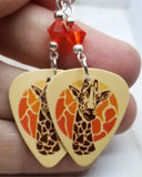 Giraffe Guitar Pick Earrings with Hyacinth Swarovski Crystals