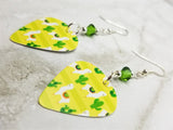 Llamas and Cacti Guitar Pick Earrings with Green Swarovski Crystals