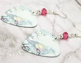 Song Bird Guitar Pick Earrings with Pink Swarovski Crystals
