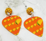 Taco Guitar Pick Earrings with Orange Pave Beads