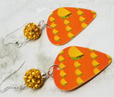 Taco Guitar Pick Earrings with Orange Pave Beads
