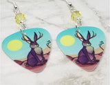 Jackalope Guitar Pick Earrings with Pale Yellow Swarovski Crystals