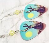 Jackalope Guitar Pick Earrings with Pale Yellow Swarovski Crystals