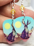 Jackalope Guitar Pick Earrings with Pale Yellow Swarovski Crystals