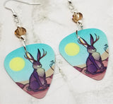 Jackalope Guitar Pick Earrings with Smoked Topaz Swarovski Crystals