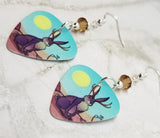 Jackalope Guitar Pick Earrings with Smoked Topaz Swarovski Crystals