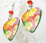 Beautifully Flowered Guitar Pick Earrings with Hyacinth Swarovski Crystals