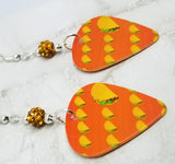 Taco Guitar Pick Earrings with Orange Pave Beads
