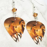 Two Horses Guitar Pick Earrings with Crystal Copper Swarovski Crystals