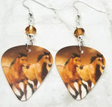 Two Horses Guitar Pick Earrings with Crystal Copper Swarovski Crystals