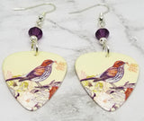 Song Bird Guitar Pick Earrings with Amethyst Swarovski Crystals