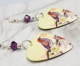 Song Bird Guitar Pick Earrings with Amethyst Swarovski Crystals