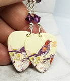Song Bird Guitar Pick Earrings with Amethyst Swarovski Crystals