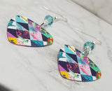Tropical Birds Guitar Pick Earrings with Aquamarine Swarovski Crystals