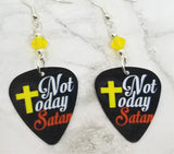 Not Today Satan Guitar Pick Earrings with Yellow Opal Swarovski Crystals