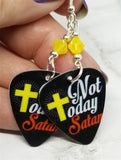 Not Today Satan Guitar Pick Earrings with Yellow Opal Swarovski Crystals
