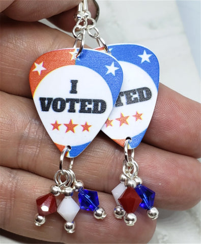 CLEARANCE I Voted Guitar Pick Earrings with Swarovski Crystal Dangles
