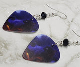 Black Cat Guitar Pick Earrings with Black Swarovski Crystals