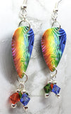 Striped Tie Dye Guitar Pick Earrings with Swarovski Crystal Dangles
