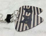 Black Cat in the Blinds Guitar Pick Earrings with Black Swarovski Crystals