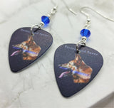 Protect and Serve German Sheperd with Blue Line Police Support Guitar Pick Earrings with Blue Swarovski Crystals