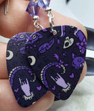 Occult Guitar Pick Earrings with Purple Swarovski Crystals