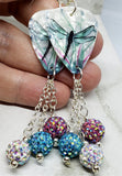Dragonfly Guitar Pick Earrings with Pave Bead Dangles