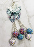 Dragonfly Guitar Pick Earrings with Pave Bead Dangles
