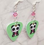 Pandacorn Guitar Pick Earrings with Pink AB Swarovski Crystals